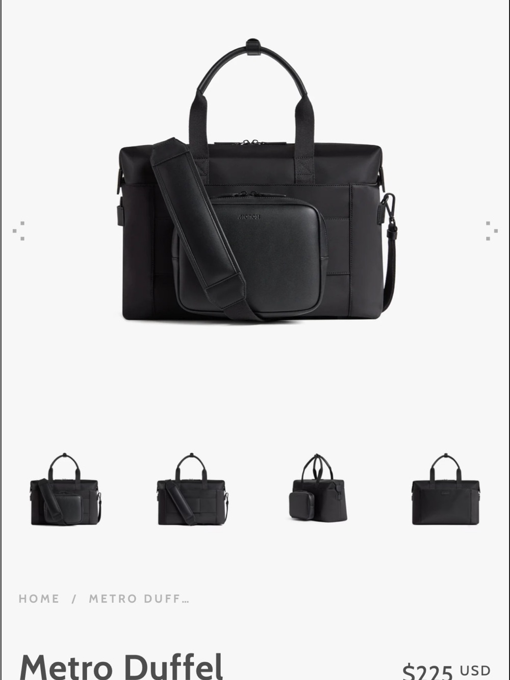 Metro Duffel Travel Bag - Black